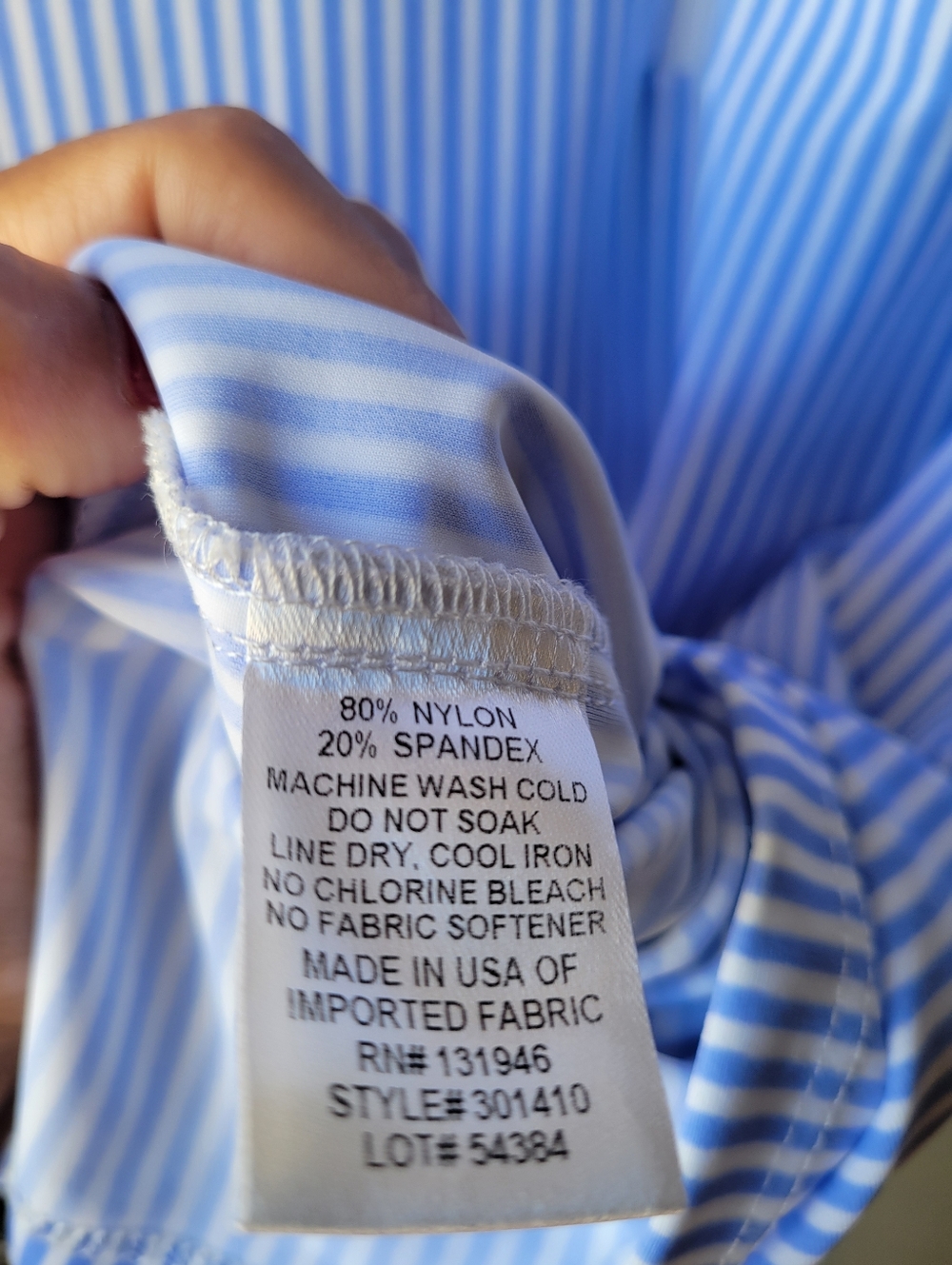 Blue White Striped Seeveless Polo Top Jude Connally XS Made in USA Zip Collard - Picture 5 of 11